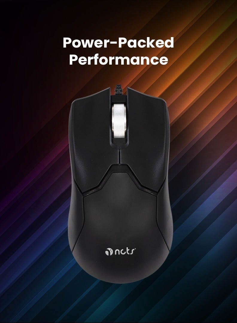NCTS NCT M8 Wired Mouse for PC and Laptop, 3-button mouse, USB, Black - Image 1